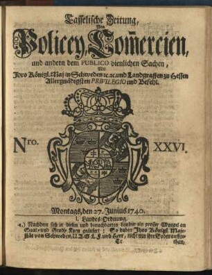Nro. XXVI, Montags, den 27. Junius 1740