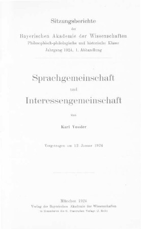 Sprachgemeinschaft und Interessengemeinschaft