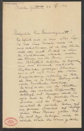 Brief an B. Schott's Söhne : 15.04.1901