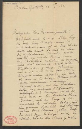 Brief an B. Schott's Söhne : 15.04.1901