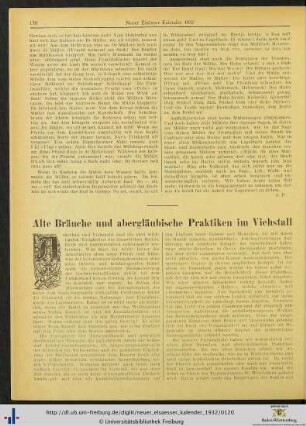 Alte Bräuche und abergläubische Praktiken im Viehstall.