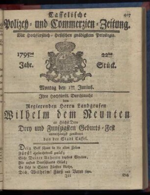 22tes Stueck, Montag den 1ten Junius 1795