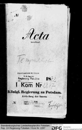 Bildung einer gewählten Gemeindevertretung für die Gemeinde Tempelhof