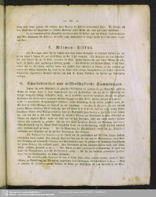 G. Schulbibliothek und wissenschaftliche Sammlungen