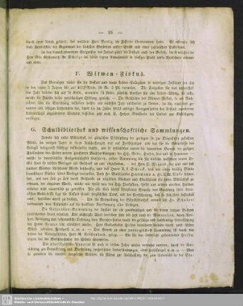 G. Schulbibliothek und wissenschaftliche Sammlungen