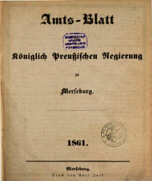 Amtsblatt der Regierung zu Merseburg. 1861