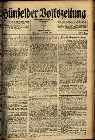 Ausgabe vom Samstag, den 28. Mai 1921.