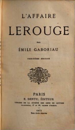 L' affaire Lerouge par Émile Gaboriau