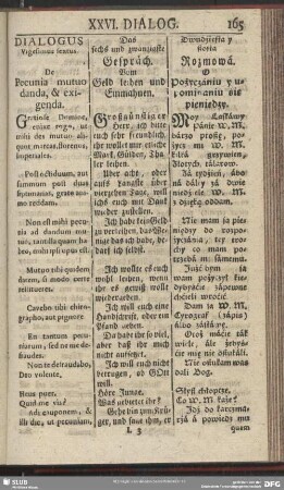 Dialogus Vigesimus sextus. De Pecunia mutuo danda, & exigenda