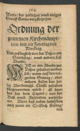 Ordnung der gemeinen Kirchenämptern/ beid am Feyertag und Wercktag.