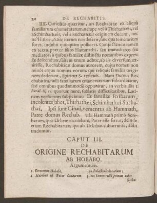 Caput III. De Origine Rechabitarum Ab Hobabo.