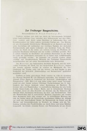 Zur Freiburger Baugeschichte