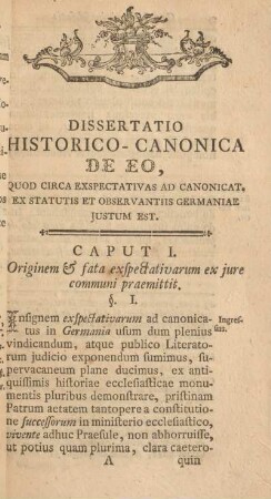 Dissertatio historico-canonica.