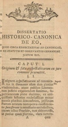 Dissertatio historico-canonica.