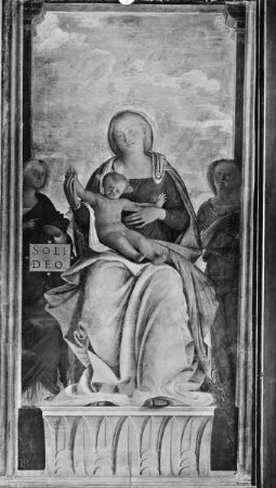 Thronende Madonna mit Kind und zwei Engeln
