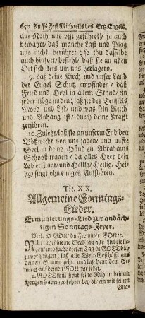 Tit. XIX. Allgemeine Sonntags-Lieder.