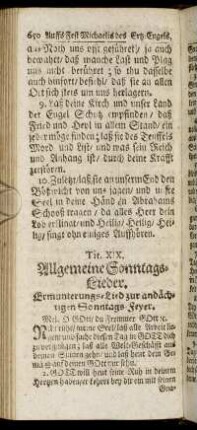 Tit. XIX. Allgemeine Sonntags-Lieder.