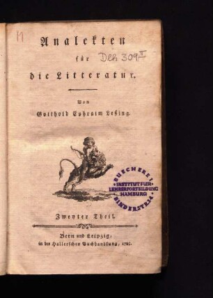 Theil 2: Analekten für die Litteratur