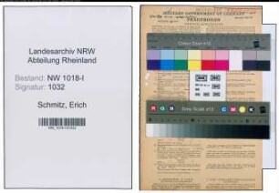 Entnazifizierung Erich Schmitz , geb. 07.02.1900 (Kaufmann)