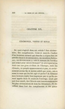 Chapitre XIX. Cérémonies, visites et repas