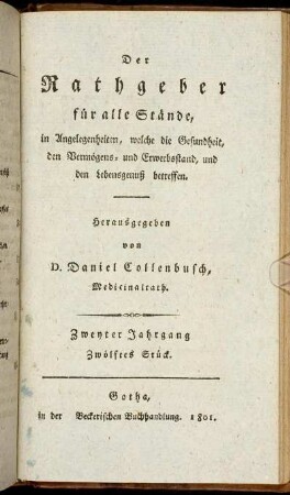 Zweyter Jahrgang, Zwölftes Stück.