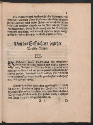 Von des Hoffrichters und der Beysitzer Ampt. III.