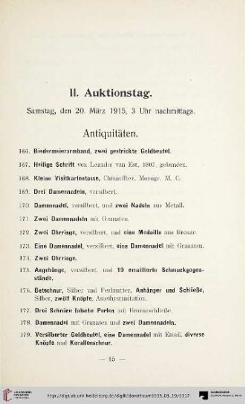 II. Auktionstag. Antiquitäten (Nr. 166-325)