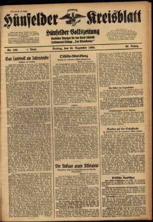 Erste Ausgabe vom Freitag, den 28. Dezember 1934.