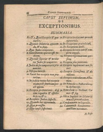 Caput Septimum. De Exceptionibus.