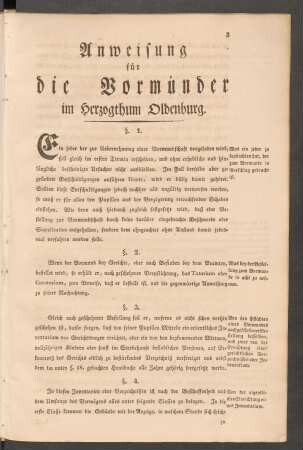 Anweisung für die Vormünder im Herzogthum Oldenburg.