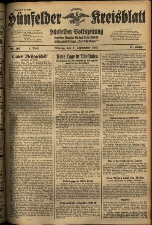 Erste Ausgabe vom Montag, den 02. September 1935.