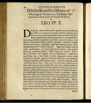 Epistola Leonis X. Pontif. ad Albertum Archiepiscop. Moguntinum.