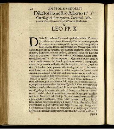 Epistola Leonis X. Pontif. ad Albertum Archiepiscop. Moguntinum.