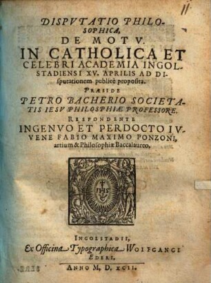 Dispvtatio Philosophica, De Motv