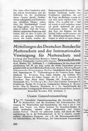 Mitteilungen des Deutschen Bundes für Mutterschutz und der Internationalen Vereingung für Mutterschutz und Sexualreform
