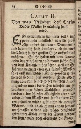 Caput II. Von was Ursachen deß Carls-Bades Wasser so mächtig heiß wird