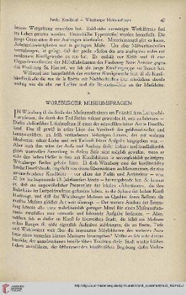 Neue Folge 32 = Jahrgang 56: Würzburger Museumsfragen