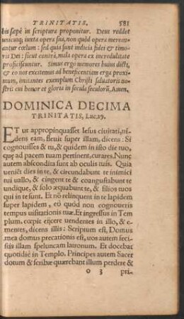 Dominica Decima Trinitatis ...