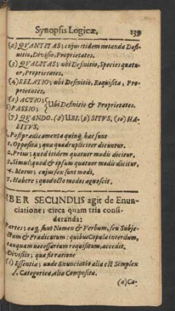 Liber Secundus agit de Enunciatione; circa quam tria consideranda: