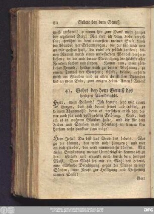 41. Gebet bey dem Genuß des heiligen Abendmahls.