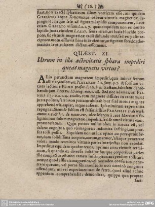QUAEST. XI. Utrum in illa activitatis sphaera impediri queat magnetis virtus?