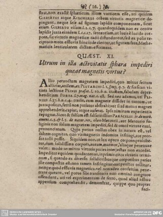 QUAEST. XI. Utrum in illa activitatis sphaera impediri queat magnetis virtus?