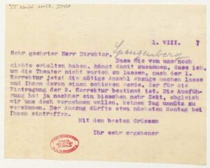 Brief an Heinrich Spangenberg : 01.08.1917