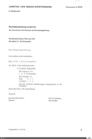 Drucksachen 1111-1300: Anträge, Anfragen, Gesetzentwürfe