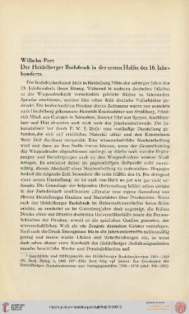 Neue Folge 1940: Der Heidelberger Buchdruck in der ersten Hälfte des 16. Jahrhunderts