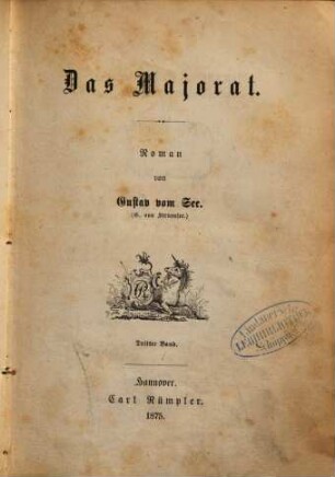 Das Majorat : Roman, 3. Band