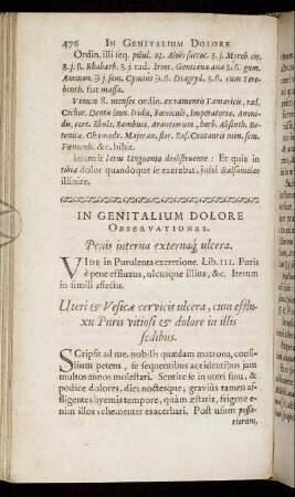 In Genitalium Dolore Observationes