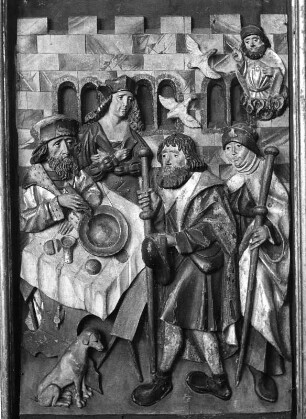 Jakobusaltar : Jakobusaltar. Holz, geschnitzt, gefaßt (um 1510). Bildfeld. Klagenfurt: Landesmuseum für Kärnten