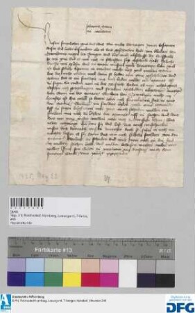 Johanns Graf zu Wertheim verspricht der Stadt Nürnberg, in ihrem Streit mit Eberhart von Tottenheim zu vermitteln.
