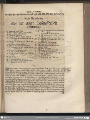 Achte Betrachtung. Von der Adern Beschaffenheit (Structur)
